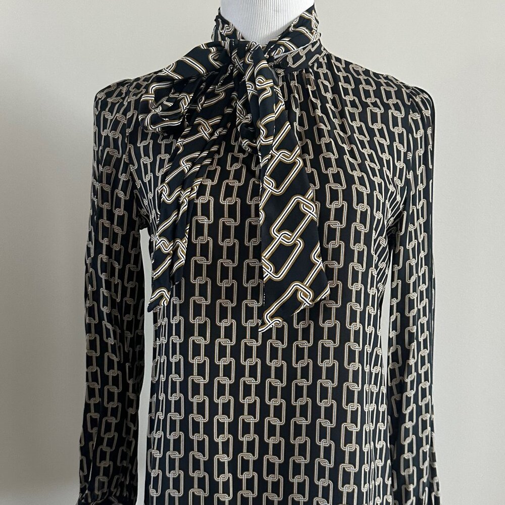 Massimo Dutti Chain Print Blouse with Detached Bow